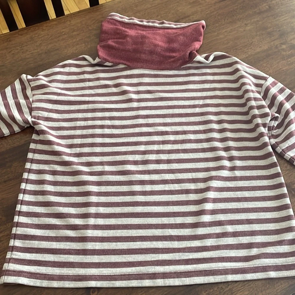 J.Crew striped funnel neck top